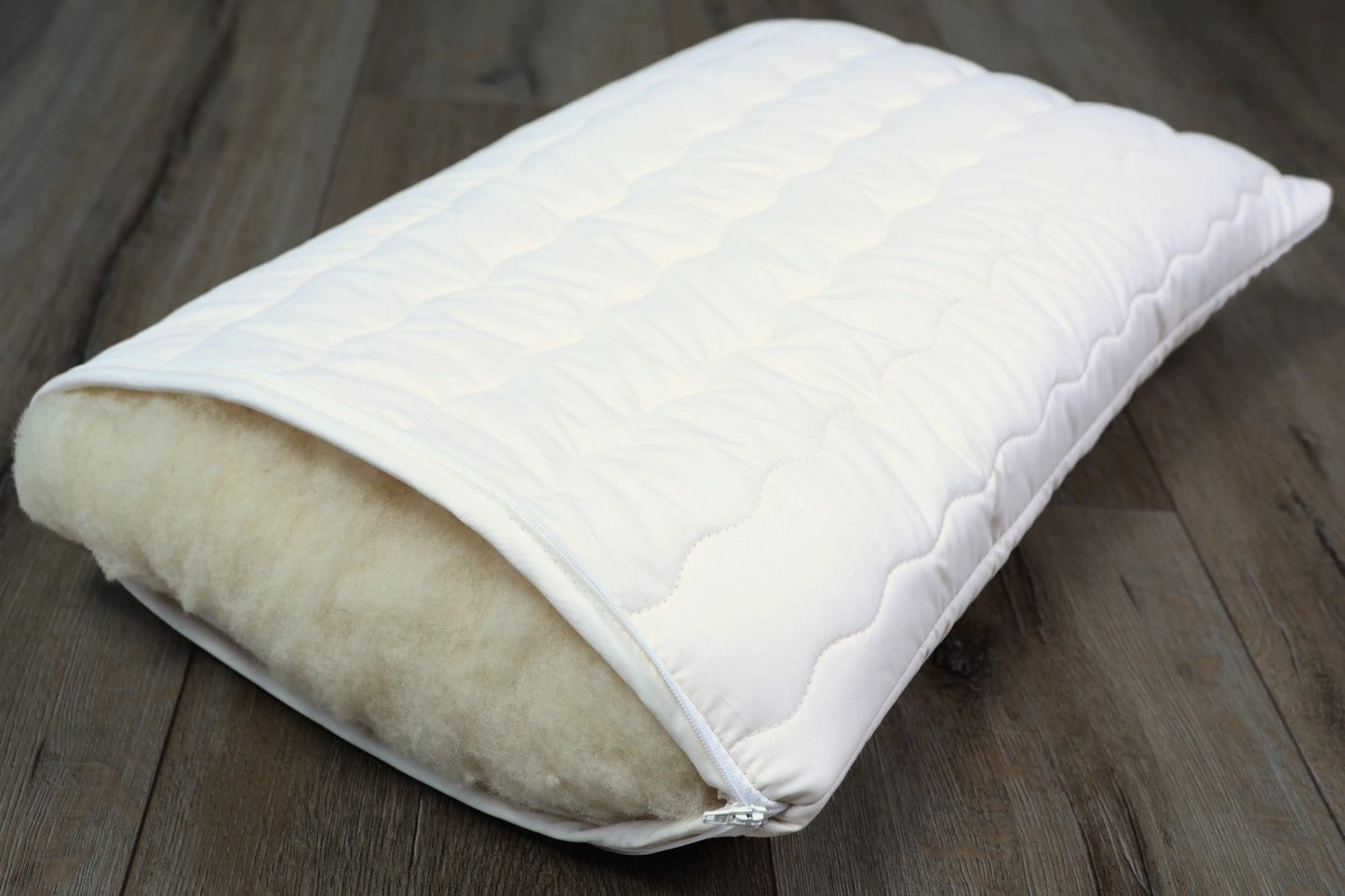 Kopfkissen 40 x 60 cm mit Merinowolle kbT im Vlies – KLEINER Naturbettwaren