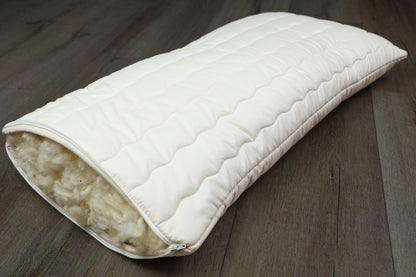 Kopfkissen 40 x 80 cm mit Wollflocken kbT - KLEINER Naturbettwaren